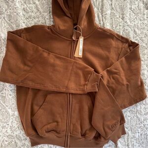 Skims Bison Brown Zip-Up Hoodie
